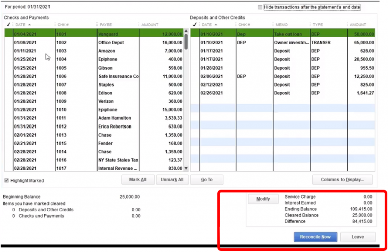 Quickbooks Bank Reconciliation How To Enter First Bank Reconciliation Accounting Instruction 2257